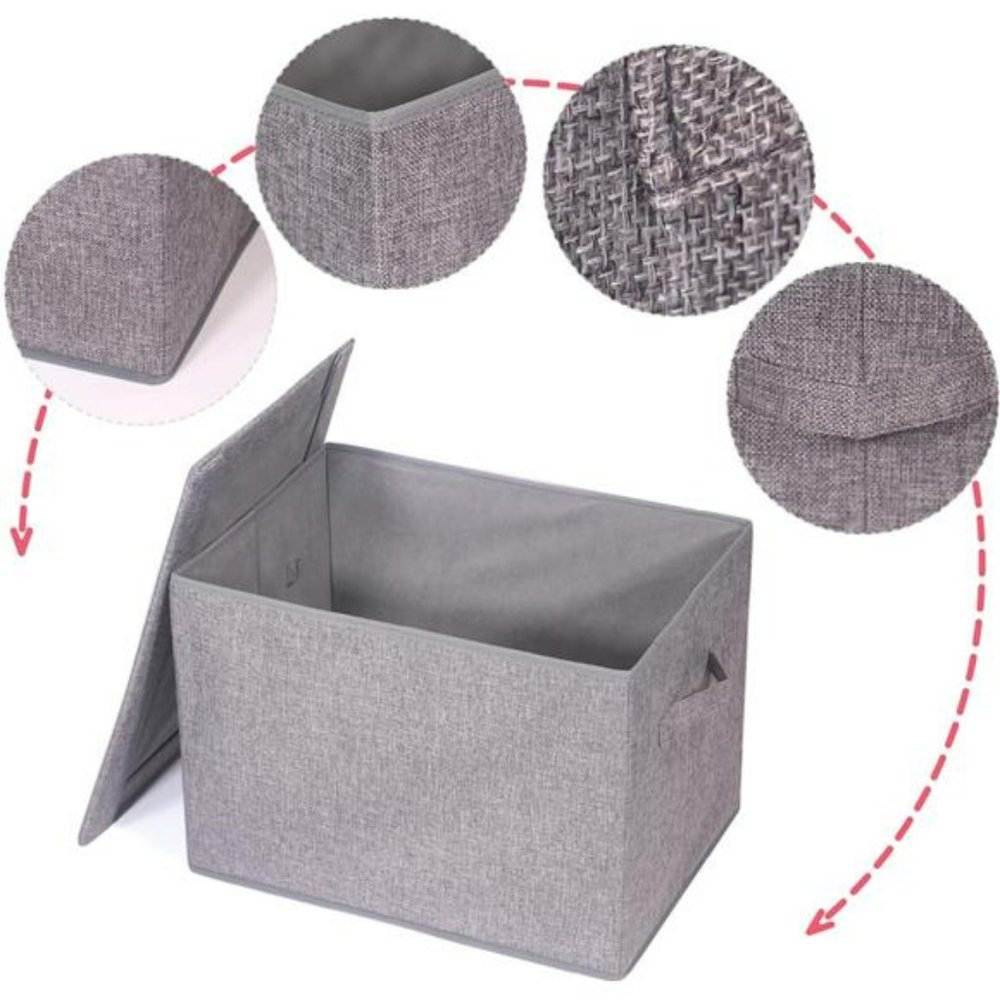3 Pack Large Foldable Storage Box with Lids Fabric Storage Cube Organizer - Picture 5 of 7